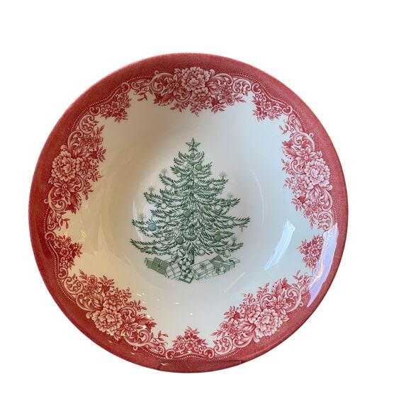 Royal Stafford CHRISTMAS TREE Porcelain Pasta Bowls 9" Red Green Set of 4 NEW - Picture 8 of 10